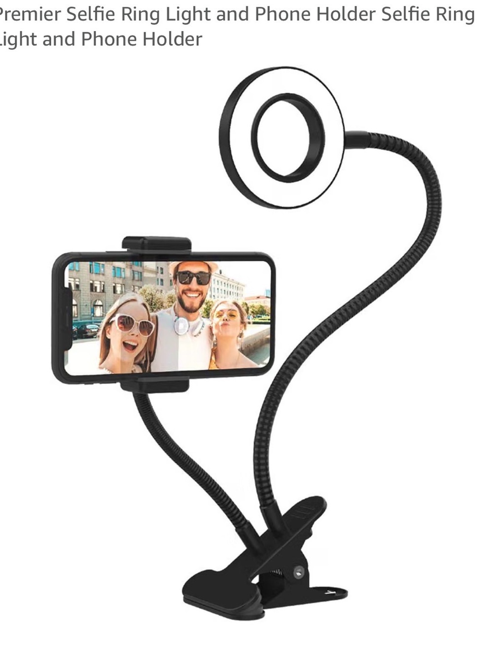 Source Unknown Black Dual-Arm Selfie Ring Light with Phone Holder